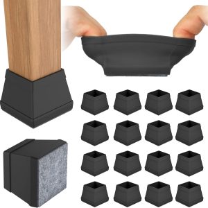 Square Furniture Leg Protectors with Felt Bottom, 16 Pack