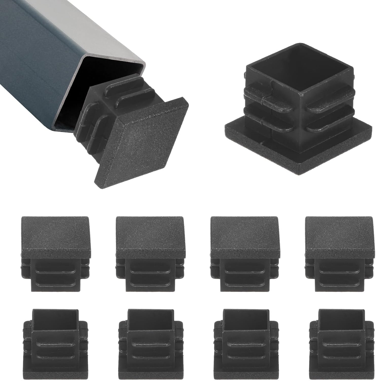 Plastic Square Furniture Leg End Caps, 10 Pack
