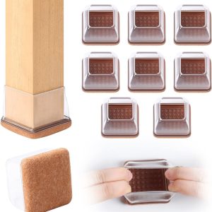 Large Silicone Furniture Leg Covers with Felt Base, 8 Pack