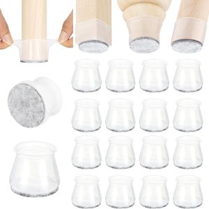 Clear Silicone Chair Leg Protectors, 16 Pack